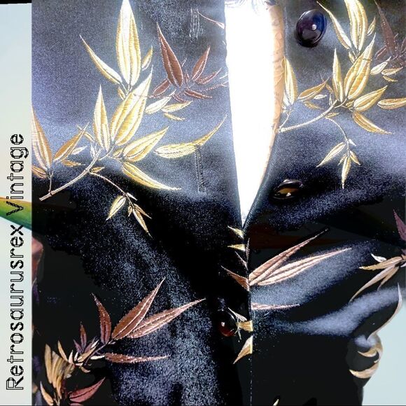 DESIGNER di Vita di luxe Satin Embroidered 2 Piece Crop Suit, Vintage Power Suit - Picture 6 of 8